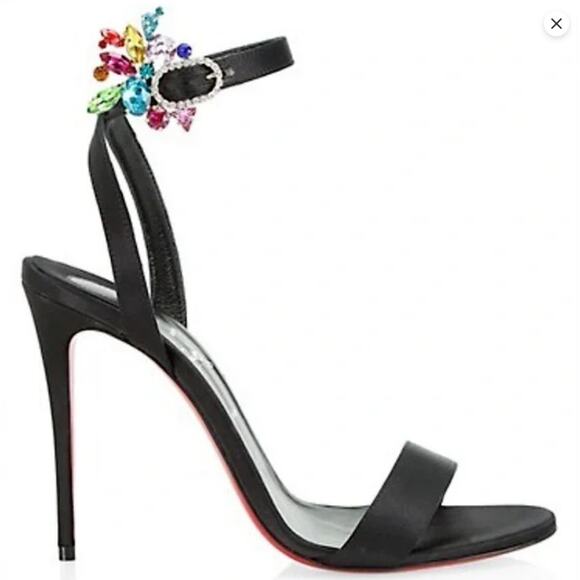 Christian Louboutin Goldie Joli 100 Embellished Satin Heels - Women's NWT US 7 - Picture 3 of 12